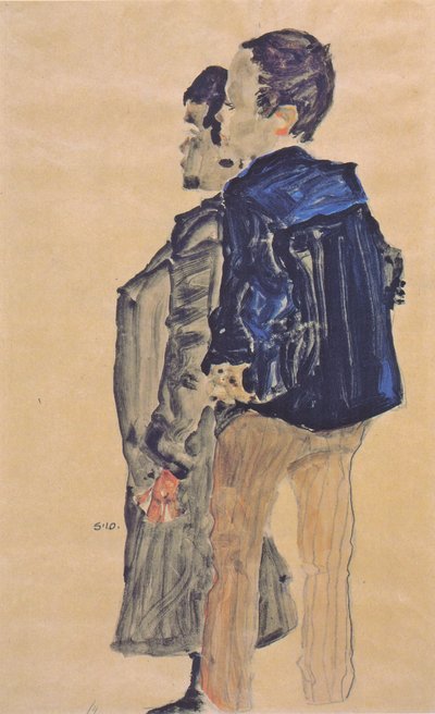 Vista posteriore di due ragazzi da Egon Schiele